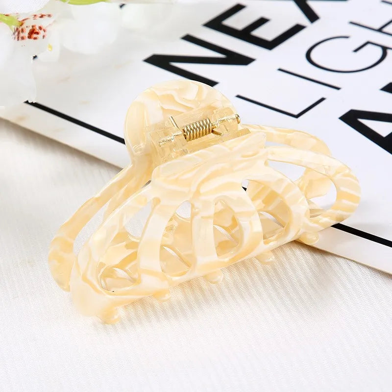 Women Hair Accessories Hollow Out Fashion Acetate Hair Claws Colourful Ponytail Crescent Acetic Claw Clips For Girls