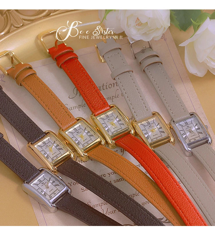 Women Watches 2025 Casual Vintage Leather Watch For Women Fashion Quartz Wristwatches Rose Gold Square Clock Gift For Girlfriend