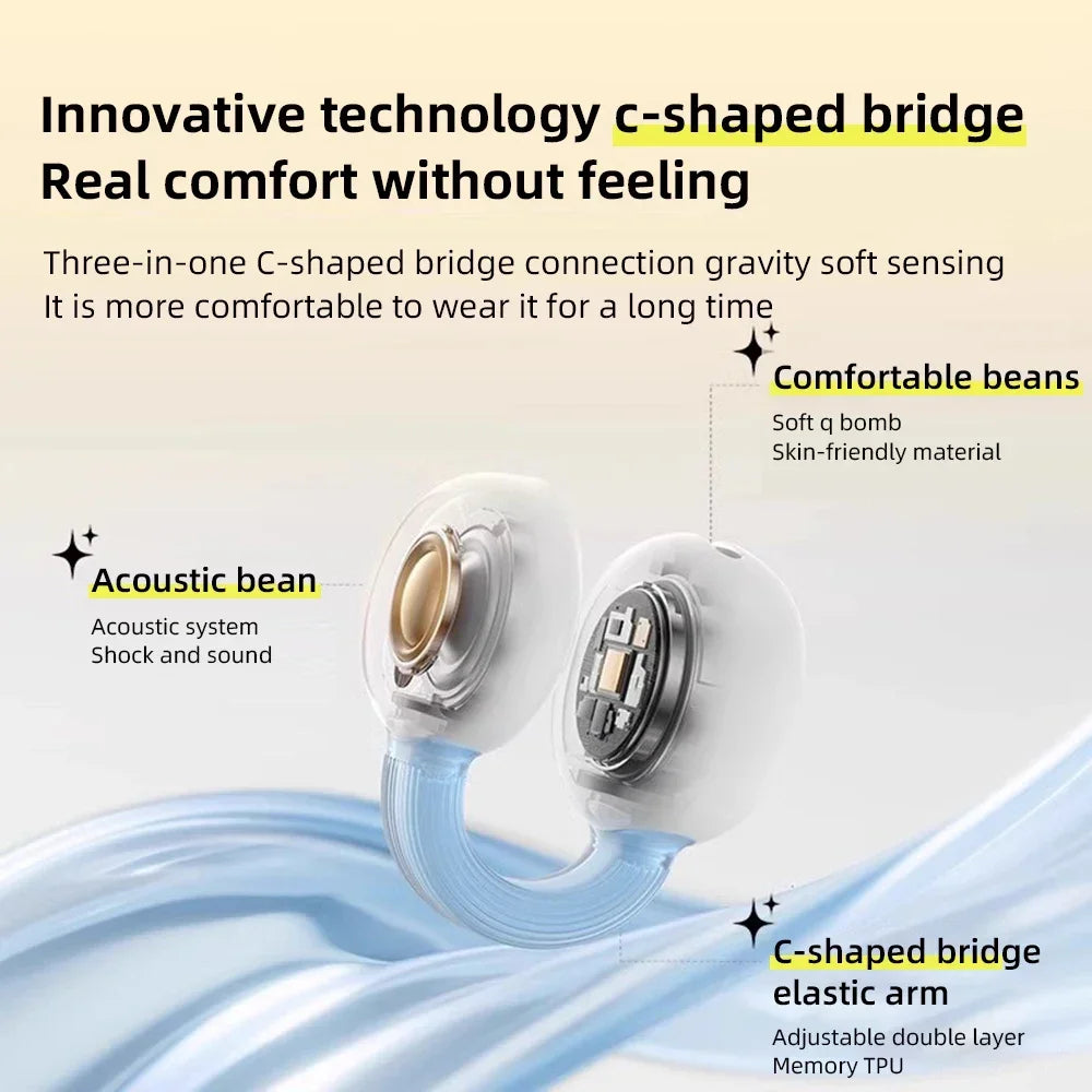 Wireless Headphones Fone Bluetooth Headset With Mic Handsfree Noise Canceling Earphones Clip Ear Music  Sports Gaming Earplug