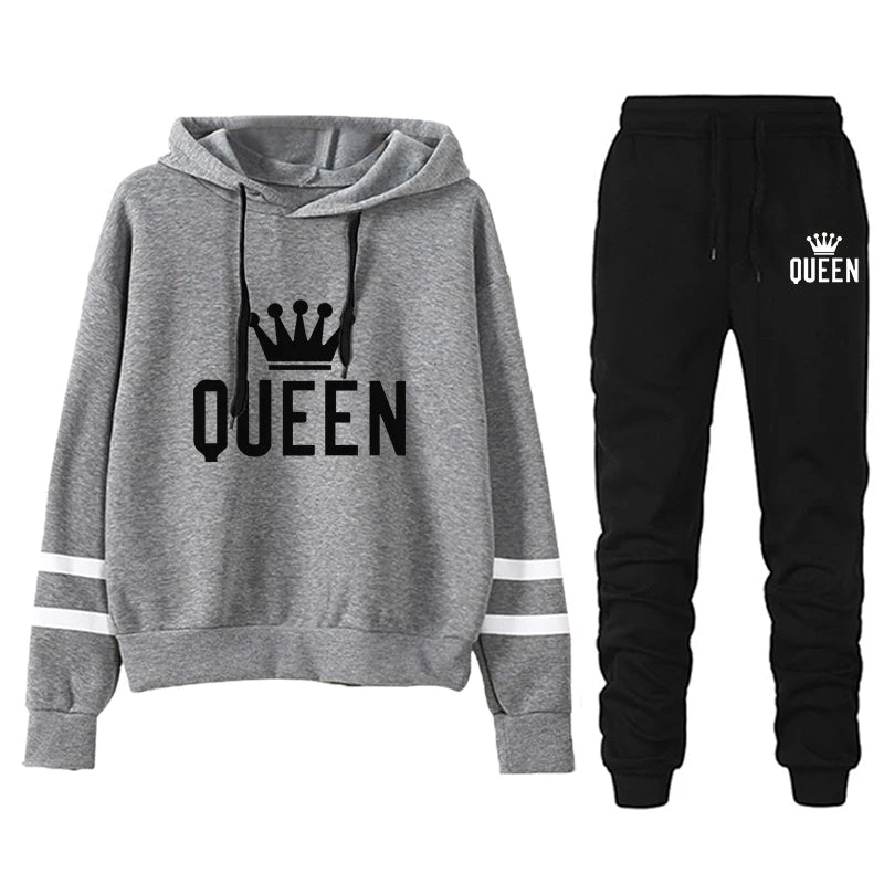 Women Sports Suit Stripe Autumn Winter 2025 Two Piece Set for Women Loose and Comfortable Casual Hoodie Daily Jogging Tracksuit