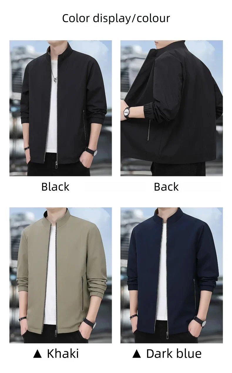 Jacket casual youth jacket stand up collar versatile men's windbreaker  high end men's top for spring and autumn