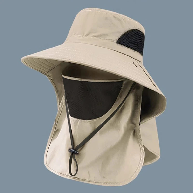 Summer Sun Hats UV Protection Outdoor Hunting Fishing Cap For Men Women Hiking Camping Visor Bucket Hat Neck Flap Fisherman Hat