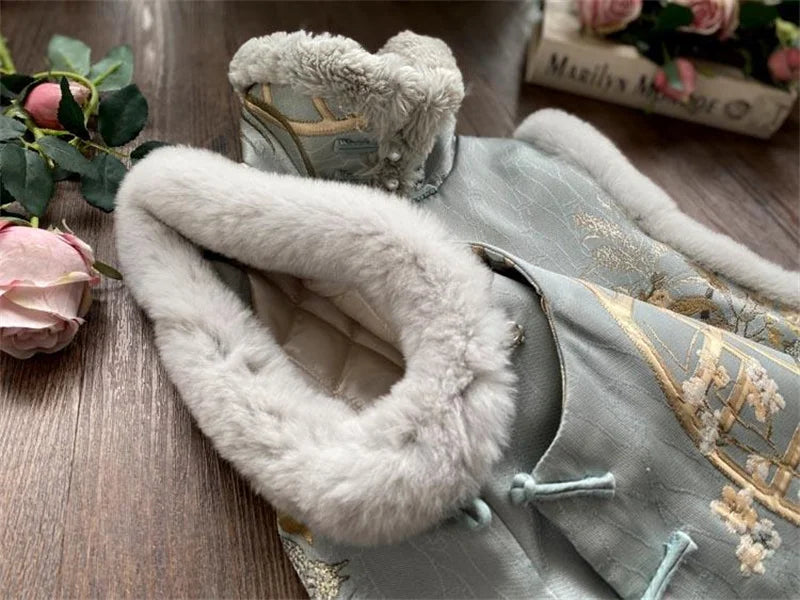 Women's Jackets Women's Vest  National Tide Cheongsam Vest Girl Retro Chinese Style Chinese Cotton Tang Suit Jacket Winter Style