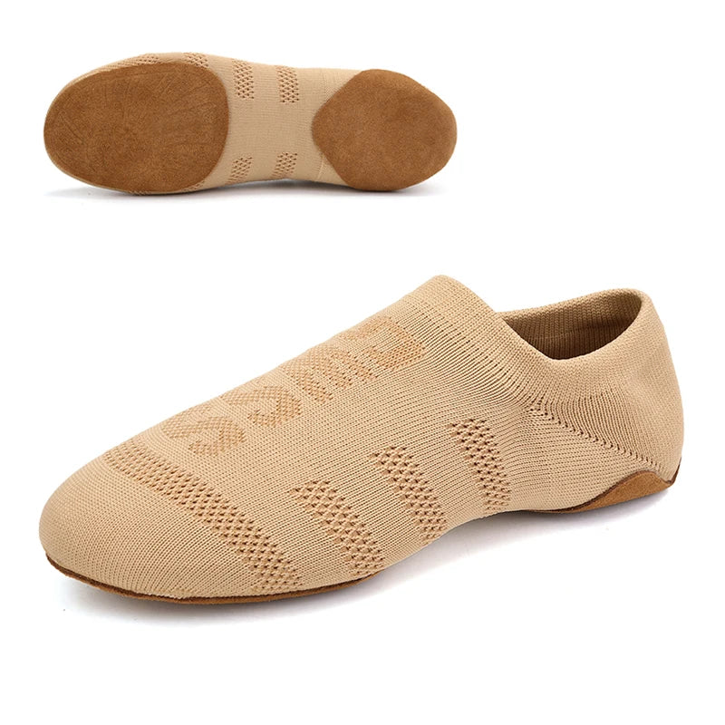 Women Dance Shoes Knitted Teacher Shoes Soft sole Low Heel Latin Training Shoes Ballet Dance Shoes Jazz Ballroom Sneakers Girls