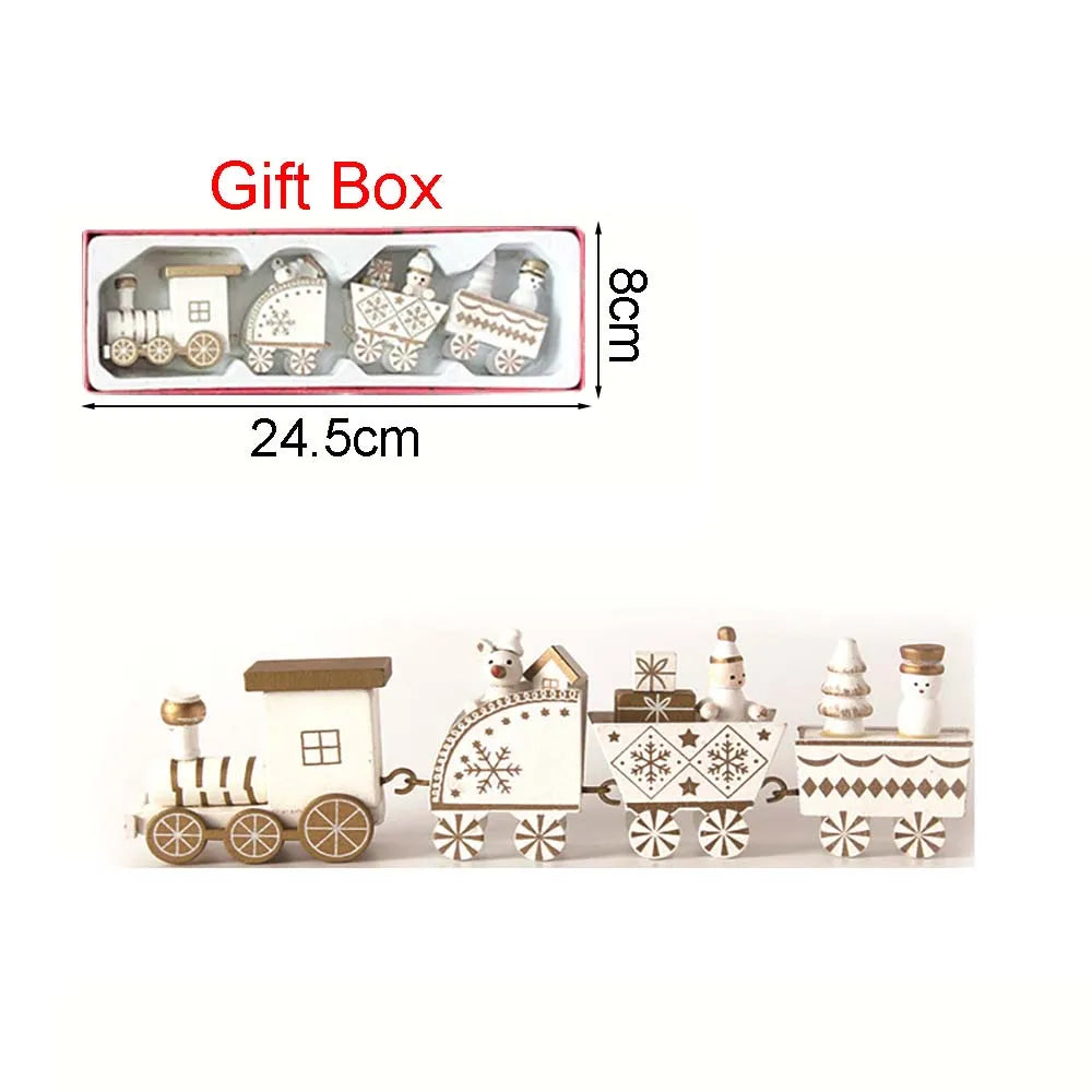 Christmas Decorations, Wooden Four-festival Mini Train, Children's Holiday Gifts, Window Display Table Ornaments Navidad