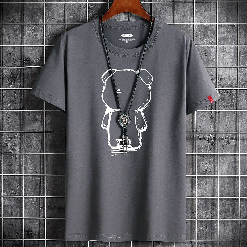 T Shirt for Men Men's Clothing Fitness White O Neck Anime Man T-shirt For Male Oversized Tops New Men T-shirts Goth Punk
