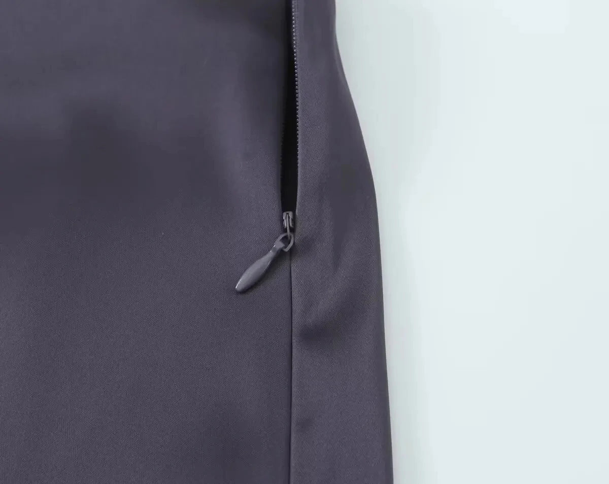 HH Elegant Solid Silk Texture Suit For Women Backless Lace Up Tube Top+High Waist Wide Leg Pants Women's Summer Fashion Set