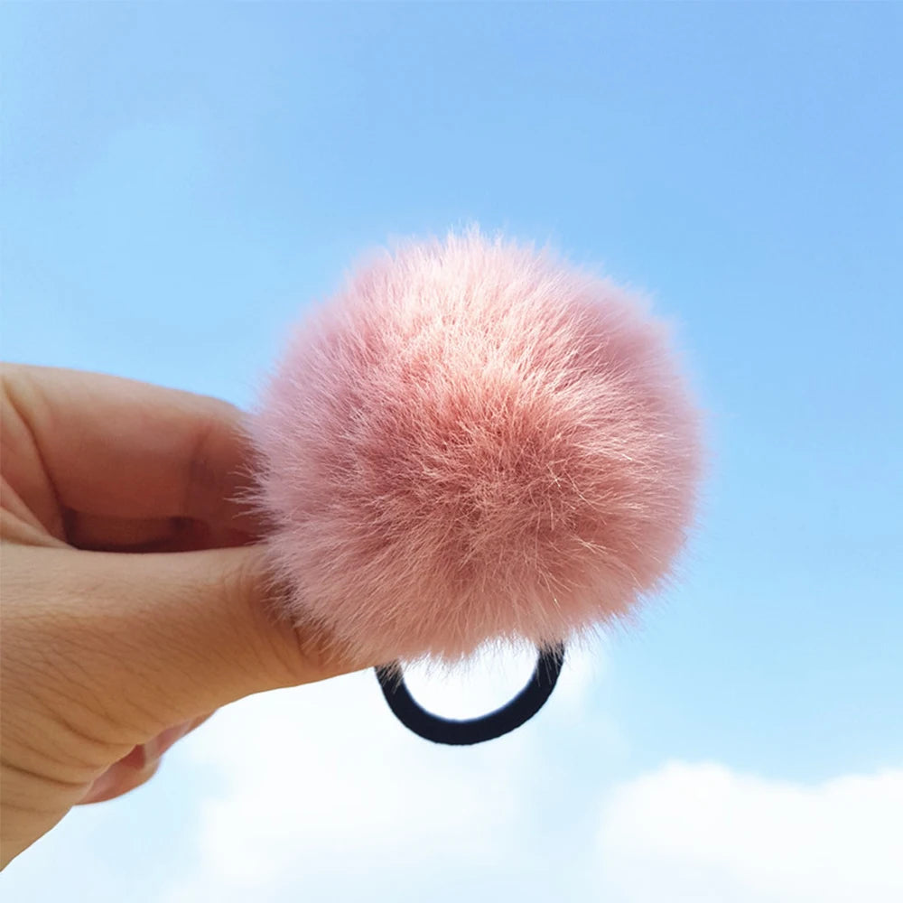 Winter Lovely Hair Ties Pompom  Hairband  Hair Rope Ponytail Holder Hair Accessories Pompom Rubber Band