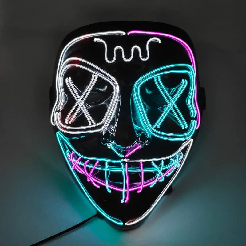 Halloween Carnival Party Costume Decoration Luminous LED Mask Halloween Mask LED Maske Light Up Party Masks for Glow Party