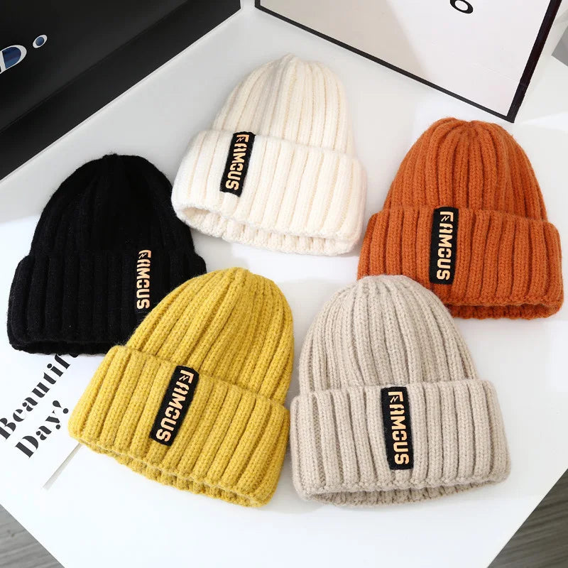 Winter hat, men's and women's versatile fashion long label woolen hat, warm ear protection, toe cover, knitted hat