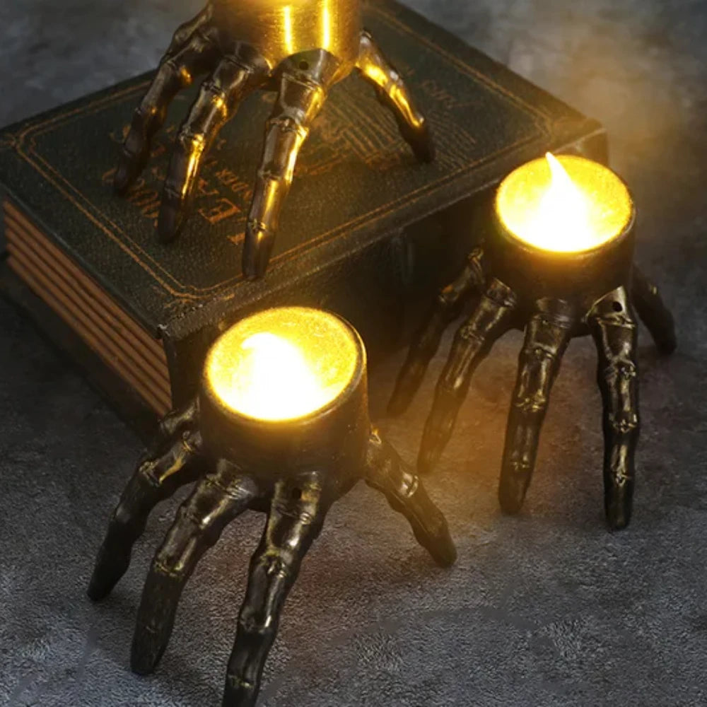 Halloween Break The Arm Skull  LED Candle Lantern for Home Party Skeleton Decoration Atmosphere Setting Props Night Light