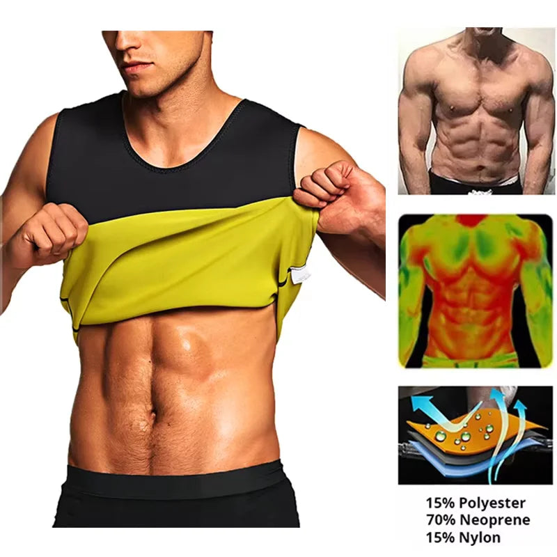 Men Training T-shirts Sauna Effect Sports Vest Exercise Tops Fitness Clothes Slimming Weight Loss Sportswear Workout Activewear