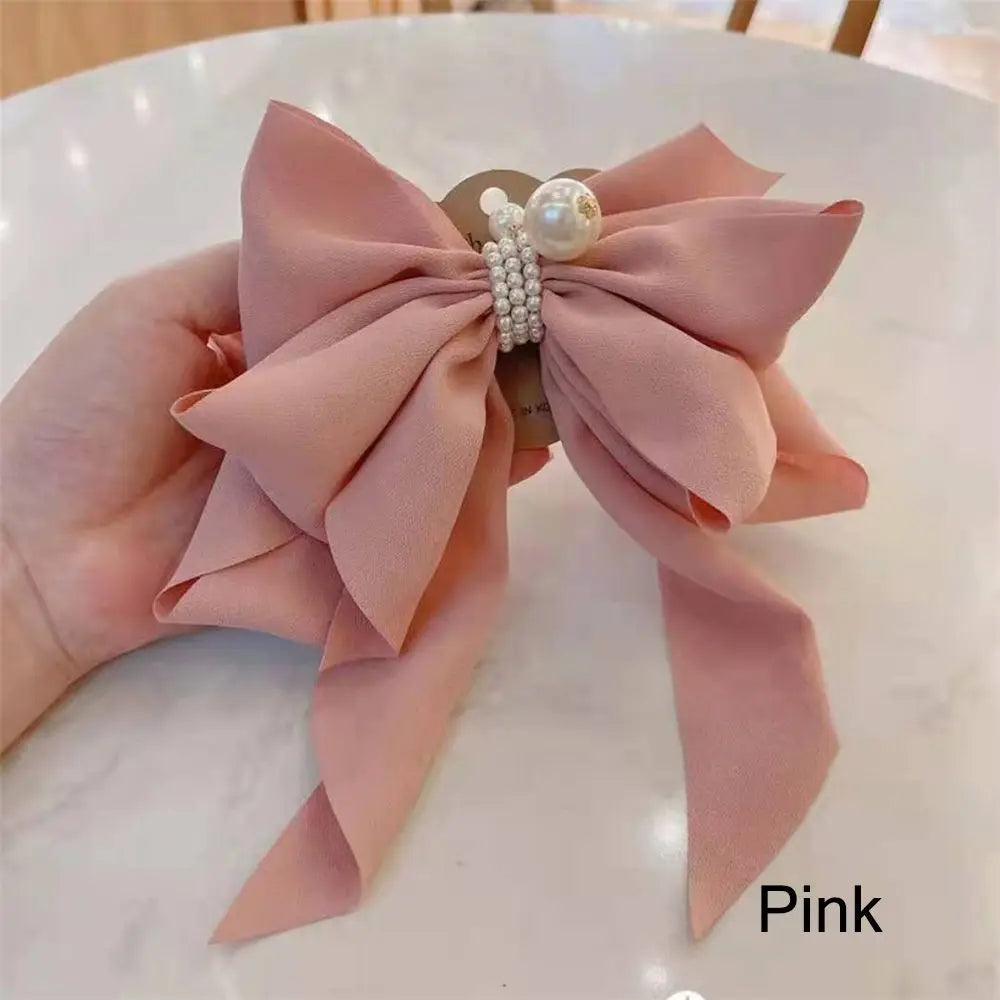 Fashion Girls Women Hair Accessories Headdress Big Bow Ponytail Clips Ribbon Bowknot
