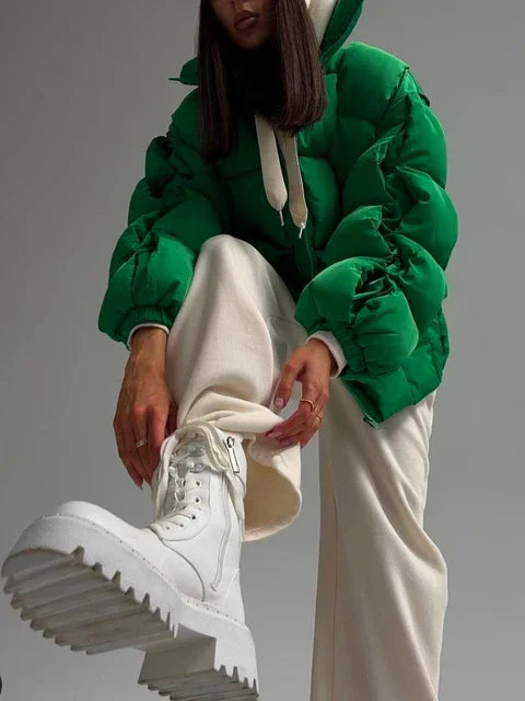 Winter Jackets for Women 2025 Thick Warm Loose Fashion Quilted Jacket Female Interchange High Street Green Baggy Puffer Coat