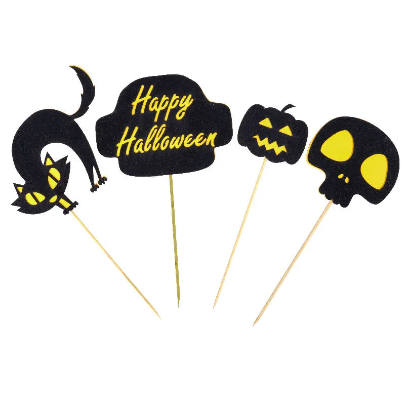 Halloween Cake Top Decoration DIY Cake Topper Castle Witch Pumpkin Cake Insert Flag Halloween Party Atmosphere Supplies