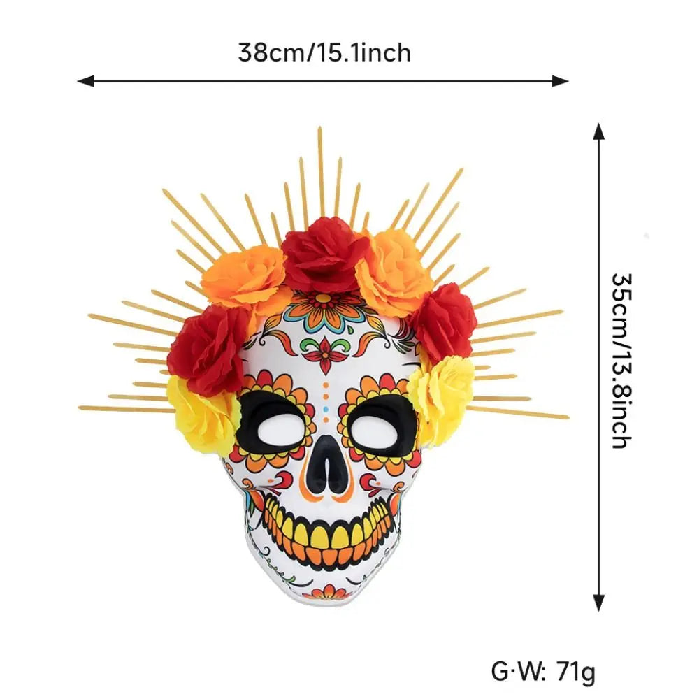Halloween Mexican Day of The Dead Mask Full Mask Eye Mask Halloween Party Mask Headwear Three-dimensional Skull Mask Cosplay