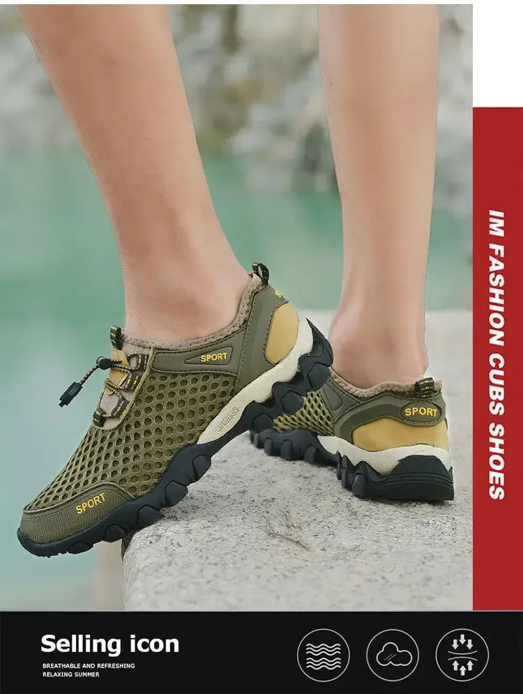 Men's Fishing Shoes Summer Casual Wading Shoes Thick-soled Non-slip Hiking Shoes for Men Breathable Tenis Barefoot Sneakers