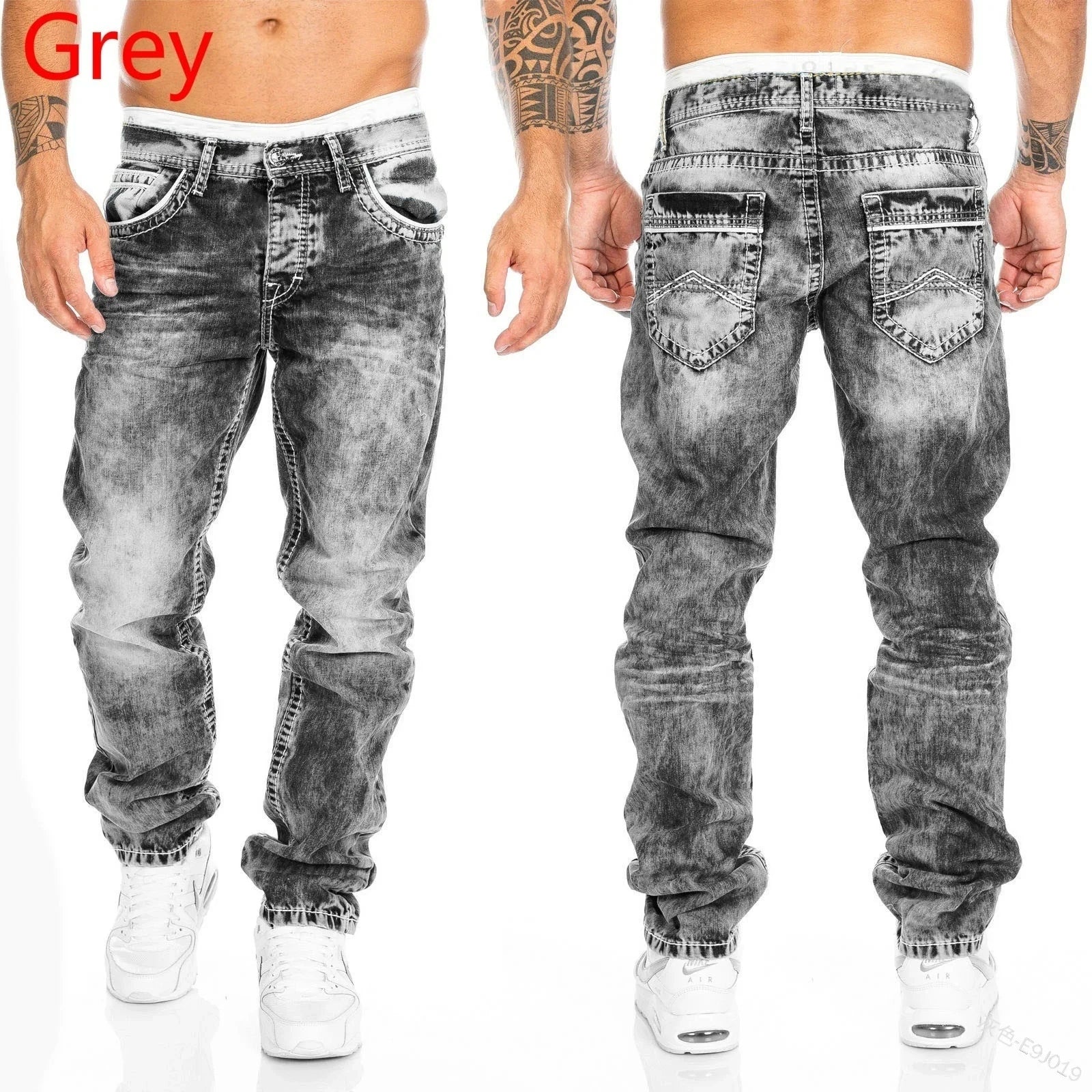 Mens Black Jeans Slim Fit Quality Gray Casual Male Jeans Pants Skinny Fit Men Pants Hip Hop Streetwear Cotton Denim Trousers