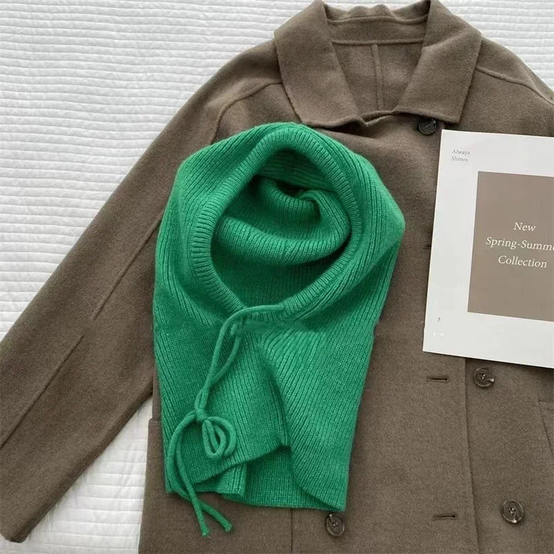 Winter Balaclava Hats For Men&Women Unisex Knitted Hooded Caps Outdoor Warmer Drawstring Hats One-Piece Neck Collar Beanies Cap