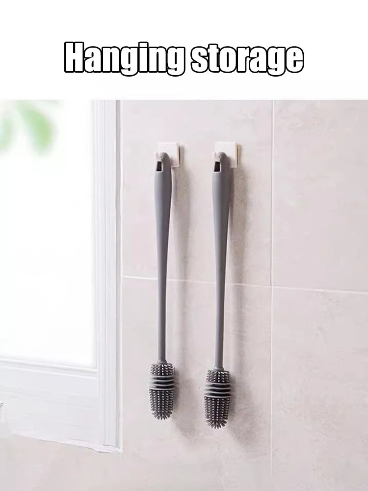 Silicone Milk Bottle Brush Cup Scrubber Glass Cleaner Long Handle Drink Bottle Clean Brush Kitchen Cleaning Tool