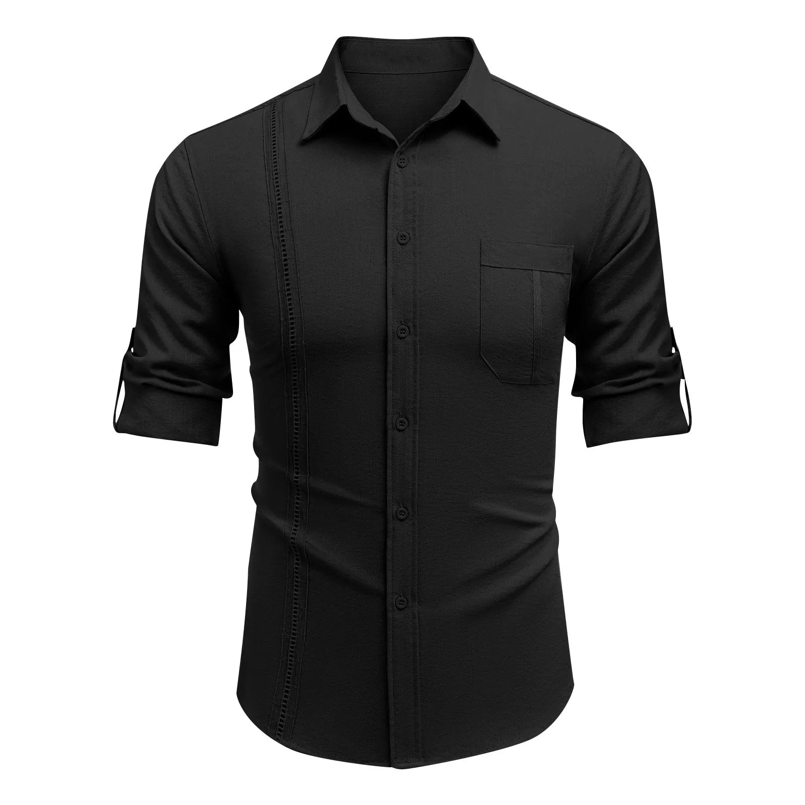 2024 new Men's Shirts British style business casual tops Spring Summer handsome Cotton Linen Solid Slim shirt camisas de hombre