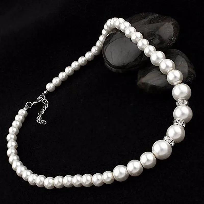 3pcs/set Faux Pearl Beaded Necklace & Bracelet & Earrings Set Jewelry Accessories
