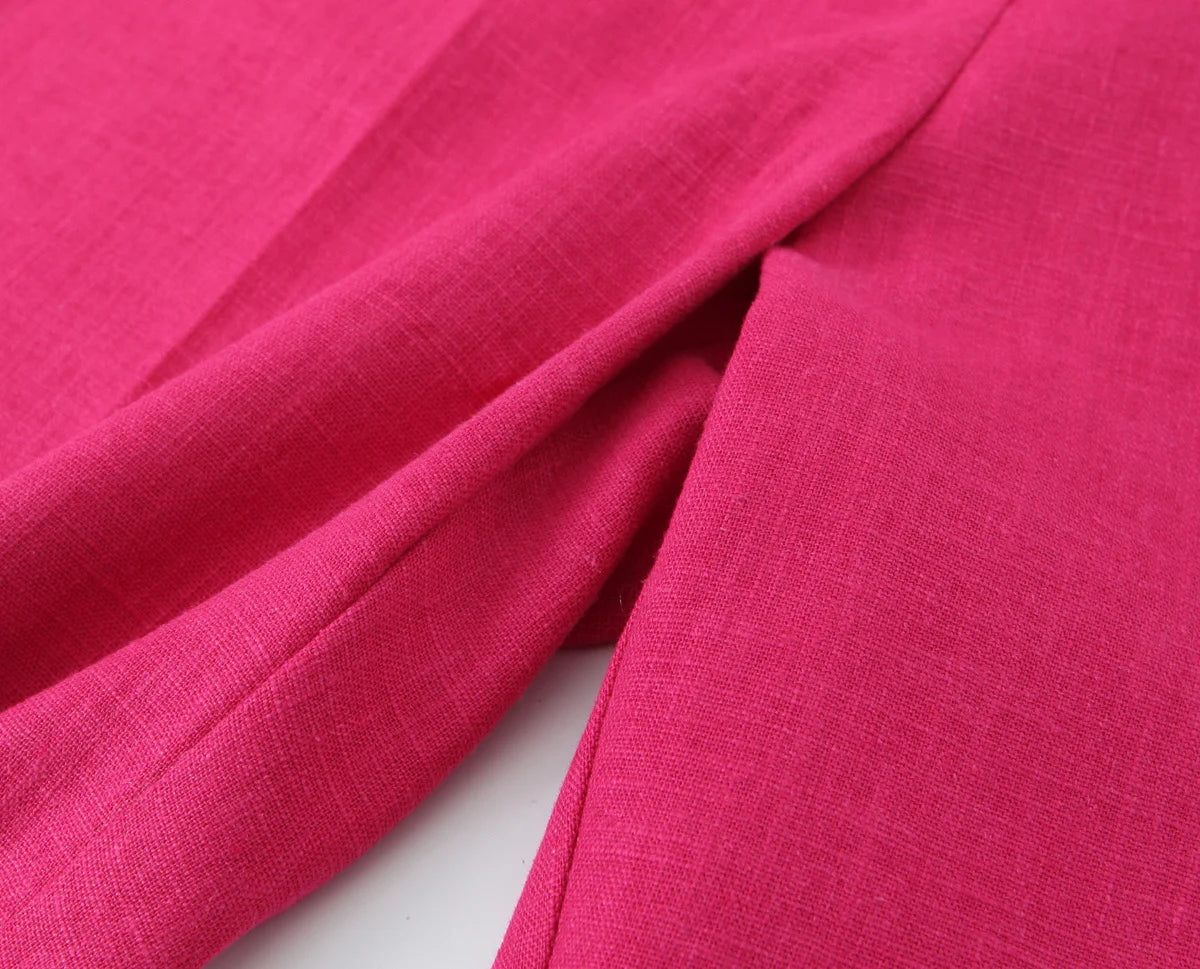 2025 Women's Autumn New Suit Jacket Round Neck Single Breasted Skirt Design High Waist Commuting Temperament Long Pants Set