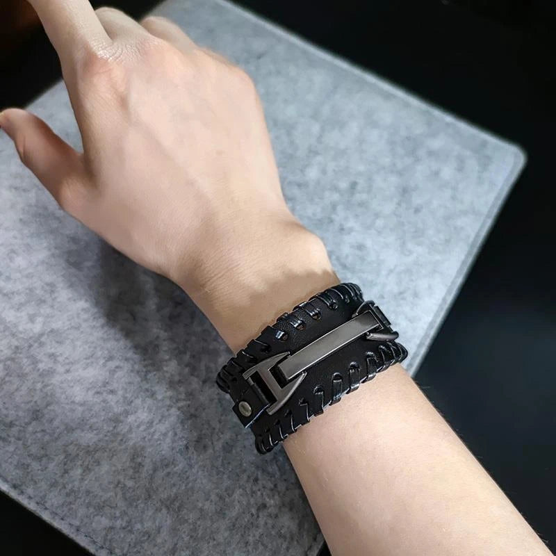 Fashion Punk Leather Bracelet for Men and Women, Small Personality, Retro Couple Accessories, Bracelet, Casual Wrist Strap