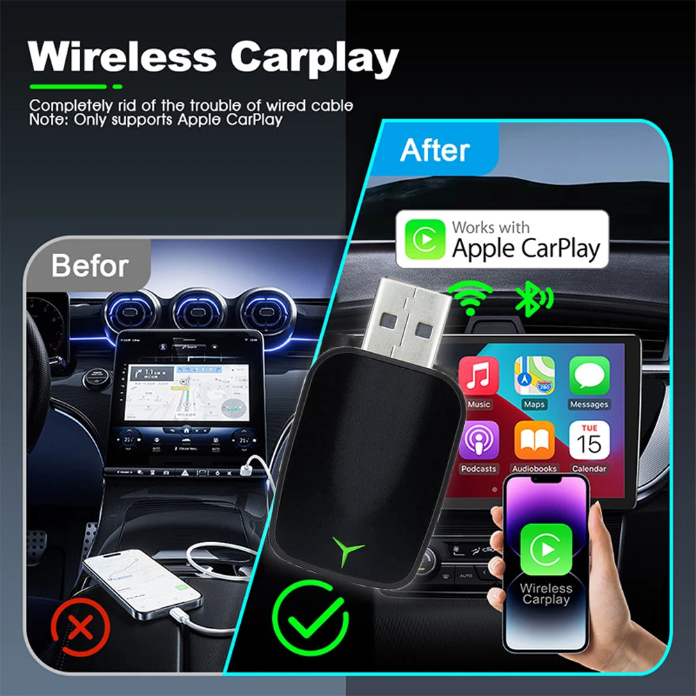 New Wired To Wireless Carplay Android 2 In 1 Automatic Adapter Car Gadget Smart Box Plug and Play 5Ghz Wifi Fast Connection