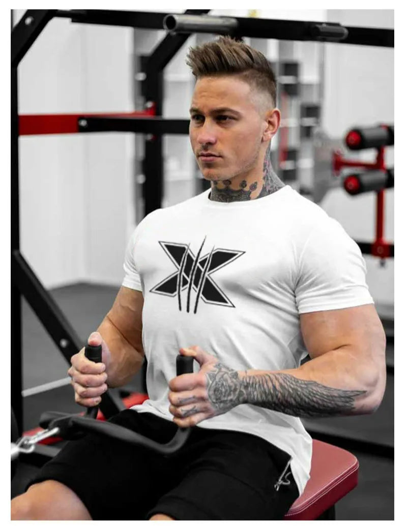 Tshirt for Men Bodybuilding  Graphic T Shirts Workout Fitness Men Clothing Short Sleeve Shirt Street Wear