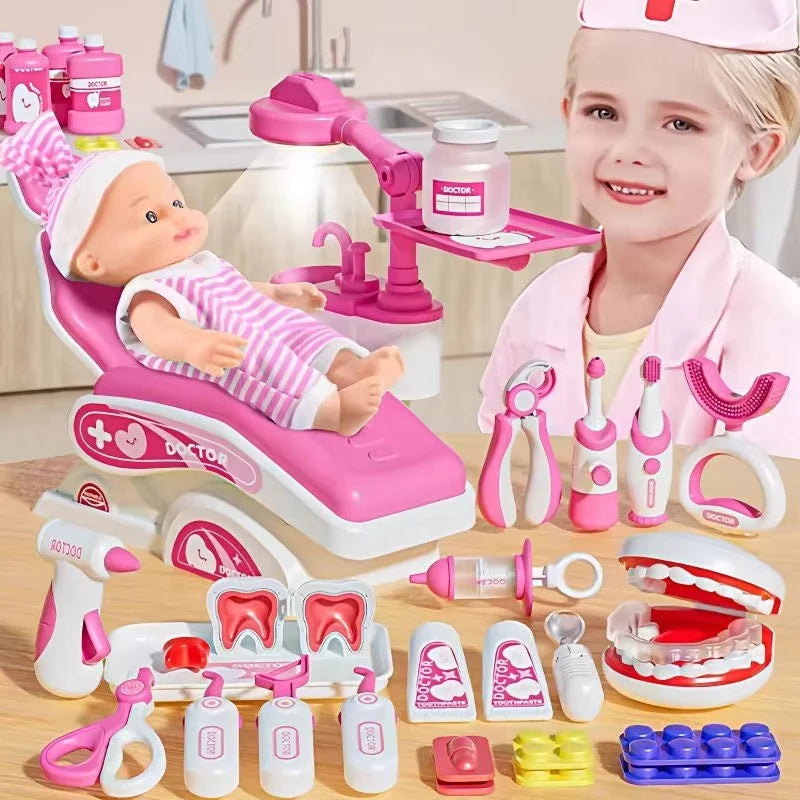 Kids Pretend Dental play Toys Set Children Doctor Role Playing Accessories Simulated Medical Tool Scene Game Toy