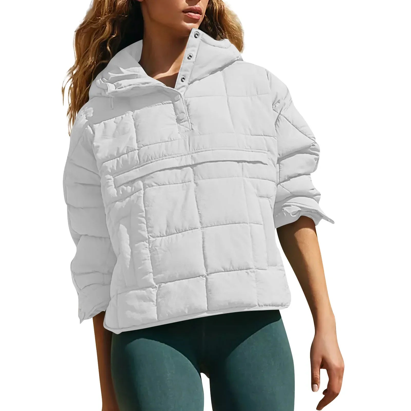 Quilted Jackets for Women Lightweight Long Sleeve Button Down Jacket Warm Winter Coat Outerwear with Pockets Ropas De Mujeres