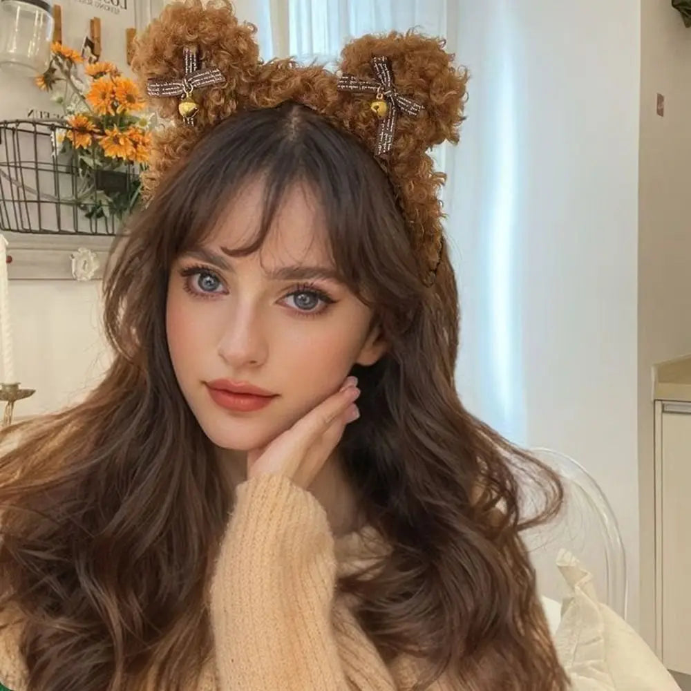 Women Lady Girl Party Stage Headgear Plush Bear Headband Hair Accessories Headdress Hair Hoop Hair Clip Cute Hairband