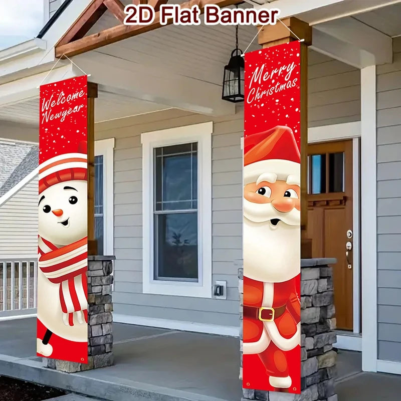 Christmas Door Decoration 2025 Merry Christmas Banner Decor for Home Hanging Xmas Ornament Navidad Happy New Year Gift 2026