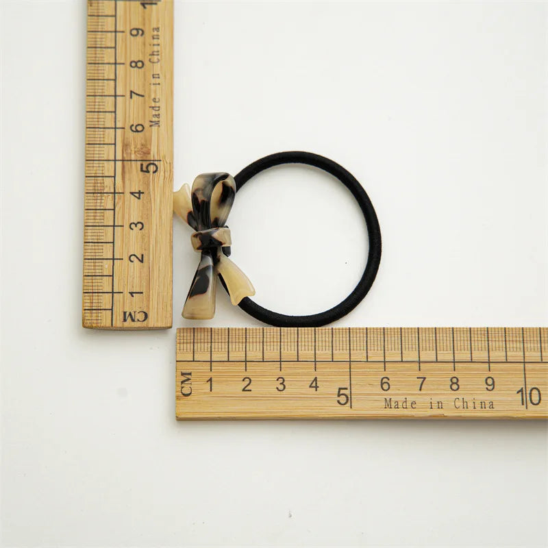 Fashion Korean Style Acetic Acid Acrylic Bow Hair Tie Leopard Tortoise Plastic Bowknot Elastic Hair Band Women Ponytail Holder