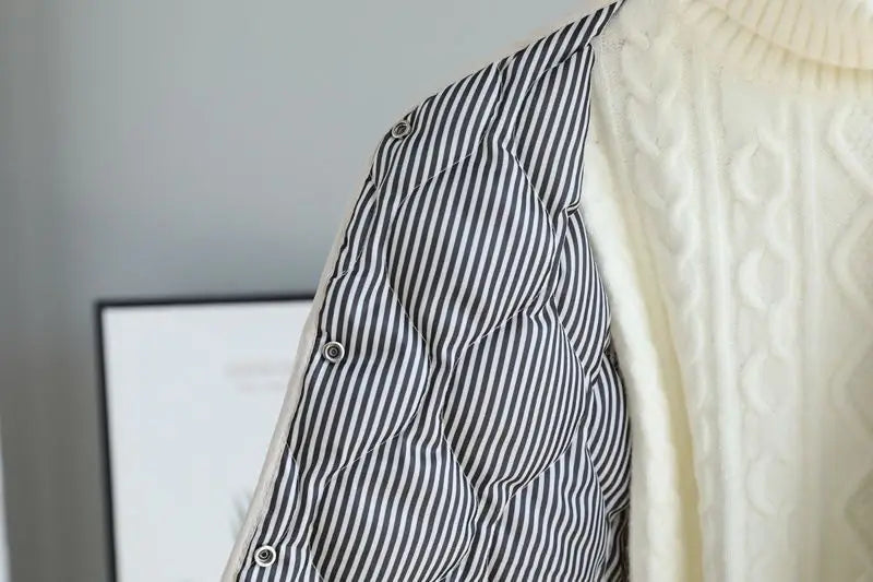 Autumn Winter Quilted Jacket Warm Women Parkas Lightweight Cotton-padded Jacket Long Sleeve Single-breasted Chic Coat Windproof