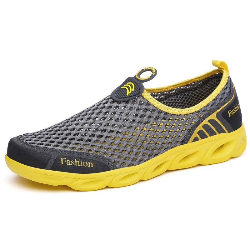 Men Jogging Shoes Casual Sneakers Outdoor Breathable Mesh Women Light Shock-absorption Black Tennis Men Water Shoes Yellow Shoes
