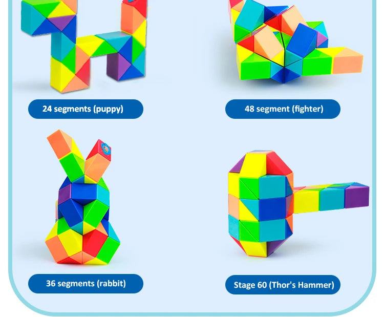 3D Puzzle Fidget Toys Transformable Cube Kid Education Toys Cubo Magico 24-72 Segments Magic Rule Snake Speed Cubes Toys for Kid