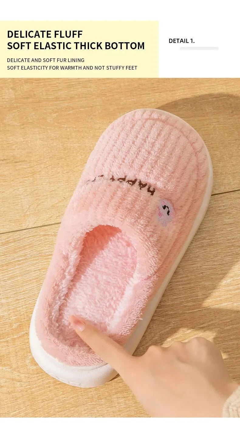 New warm cotton slippers for women's winter indoor wool slippers with thick soles and non-slip winter styles for home use.