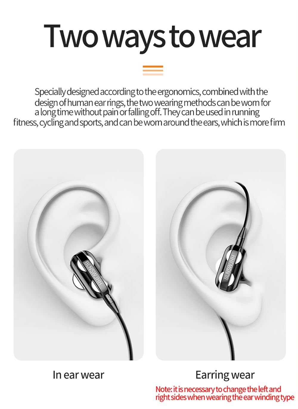 3.5mm Wired Headphones Noise Canceling In-Ear Sports Earphone Dual Driver Bass Stereo Gaming Headset HiFi Music Earbuds With Mic