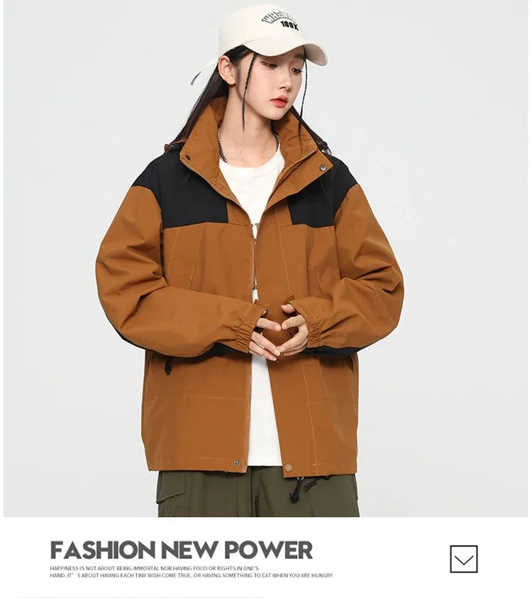 Outdoor Riding Jackets for Women Patchwork Waterproof Camping Coat Men Fishing Trekking Windbreaker Travel Jacket Women Clothing