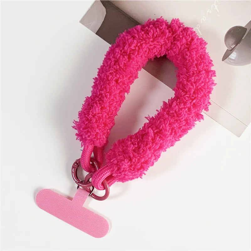 Winter Warm Mobile Phone Wrist Strap Cell Accessories With Patch Key Lanyard Exquisite Anti-lost Cellphone Chain Rope Keychain
