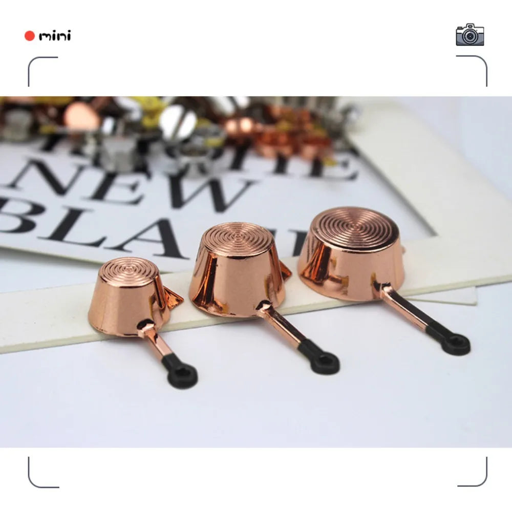 Kettle 1:12 Mini Kitchen Utensils Sets Cookware Alloy Doll Kitchen Set Mini 1:12 Scale Mini Kitchen Cooking Kit Mini Play House