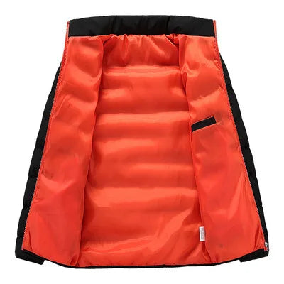 Men's casual jacket, waterproof windbreaker, zippered warm solid color, large size, autumn and winter