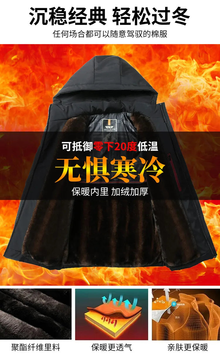 Men's Fashion Windbreaker Parka Coat Man Clothing Streetwear Windproof Casual Autumn Winter Warm Hombre Male Jacket for Outdoors