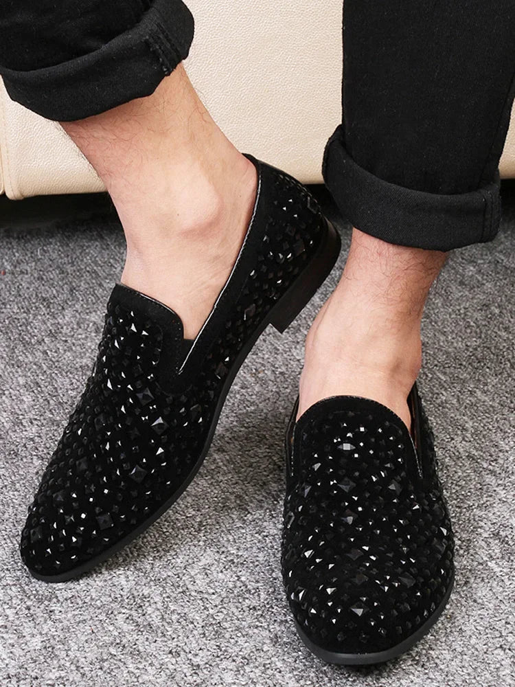 Men's Loafers Shoes Fashionable and Trendy Business Dress Shoes Sequin Design Men's Party Shoes