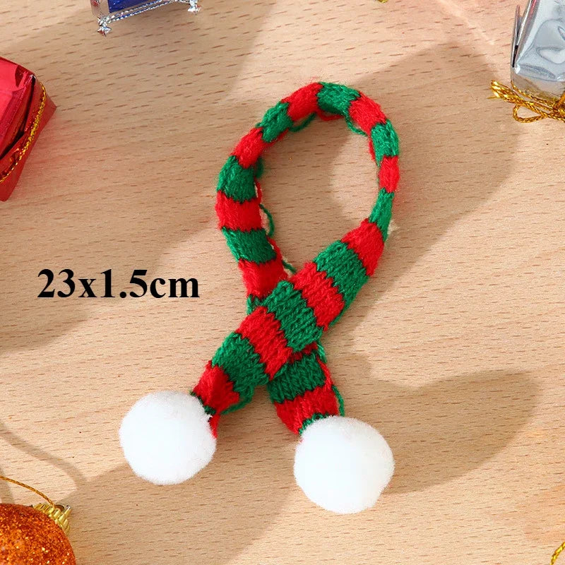 Christmas Decoration  Mini Knit Hat Mini Christmas Scarf Set Knitting Craft Doll Hats Jewelry Making Hair Decoration New year