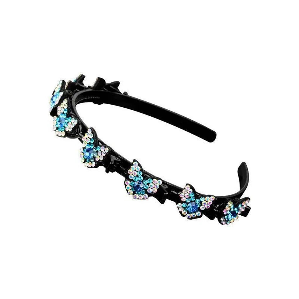 Hair Accessories Elegant Hair Bands with Clips Shiny Sweet Women Butterfly Hair Hoop Hair Weaving Tool Headwear Hairband Gifts