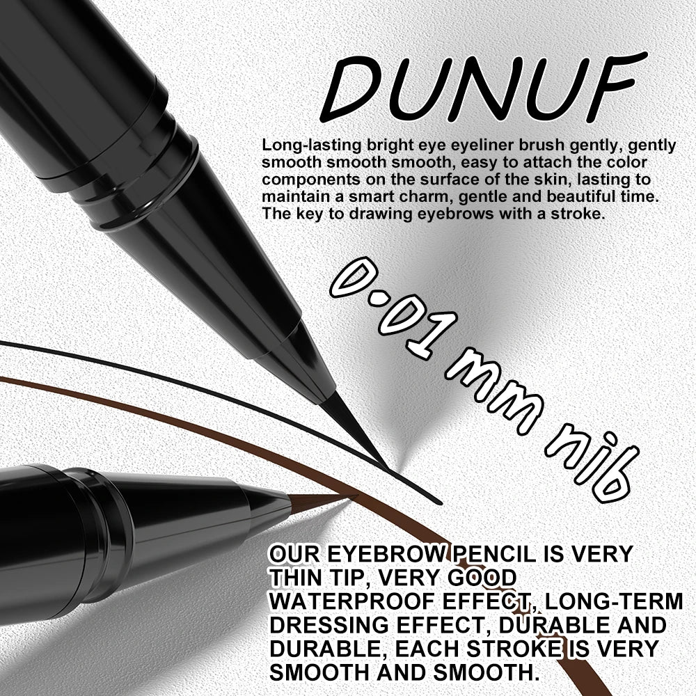 DUNUF 2 Colors Long-lasting liquid Eyebrow pencil Ultra-fine anti-stain, waterproof and perspiration-proof quick drying Eyeliner