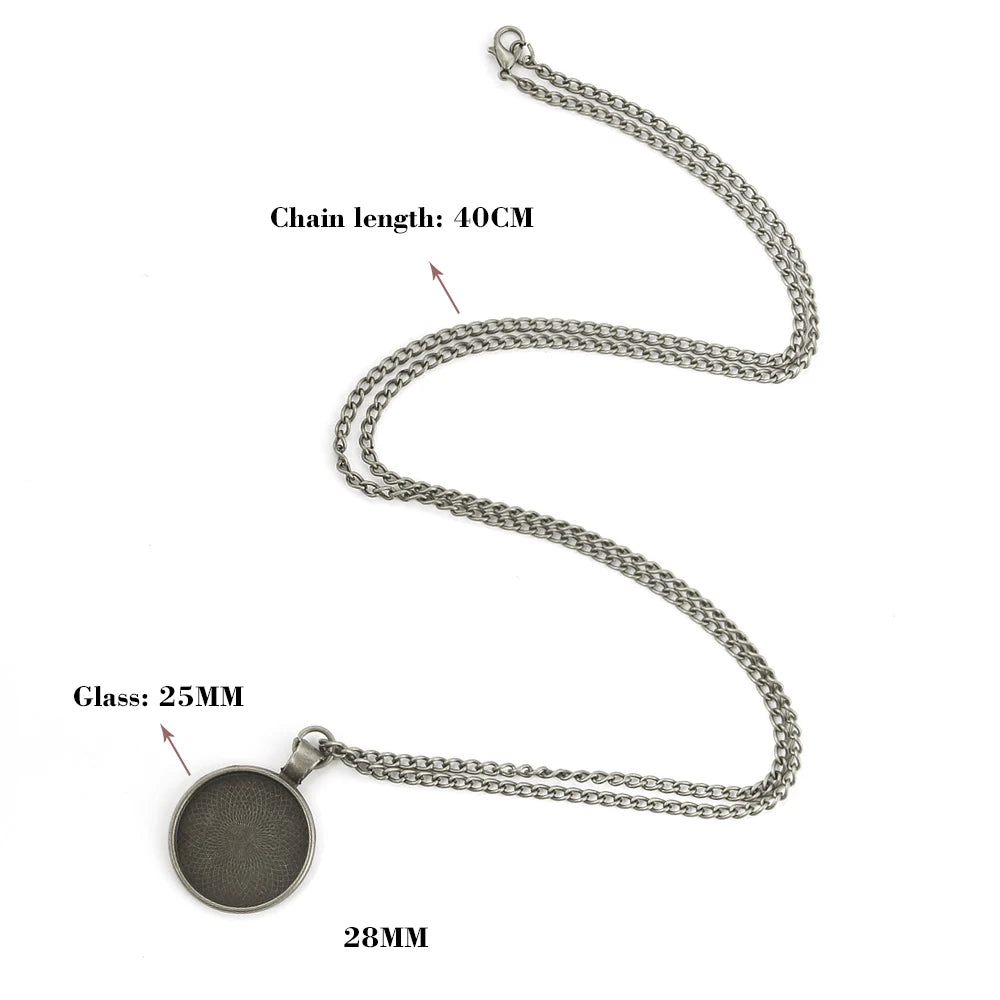 Retro Band Handmade Clothing Accessories Movie Design Glass Dome Pendant Necklace for Men And Women Unique Jewelry Gift